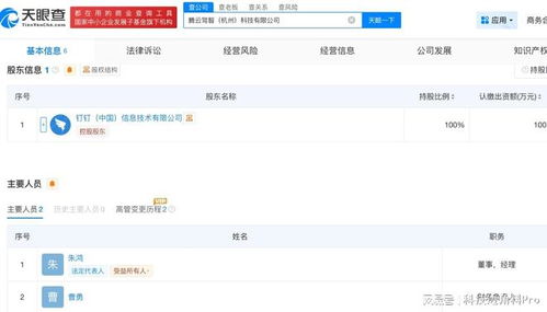 釘釘全資成立杭州騰云駕智科技公司，業(yè)務(wù)聚焦信息系統(tǒng)集成與智能化服務(wù)